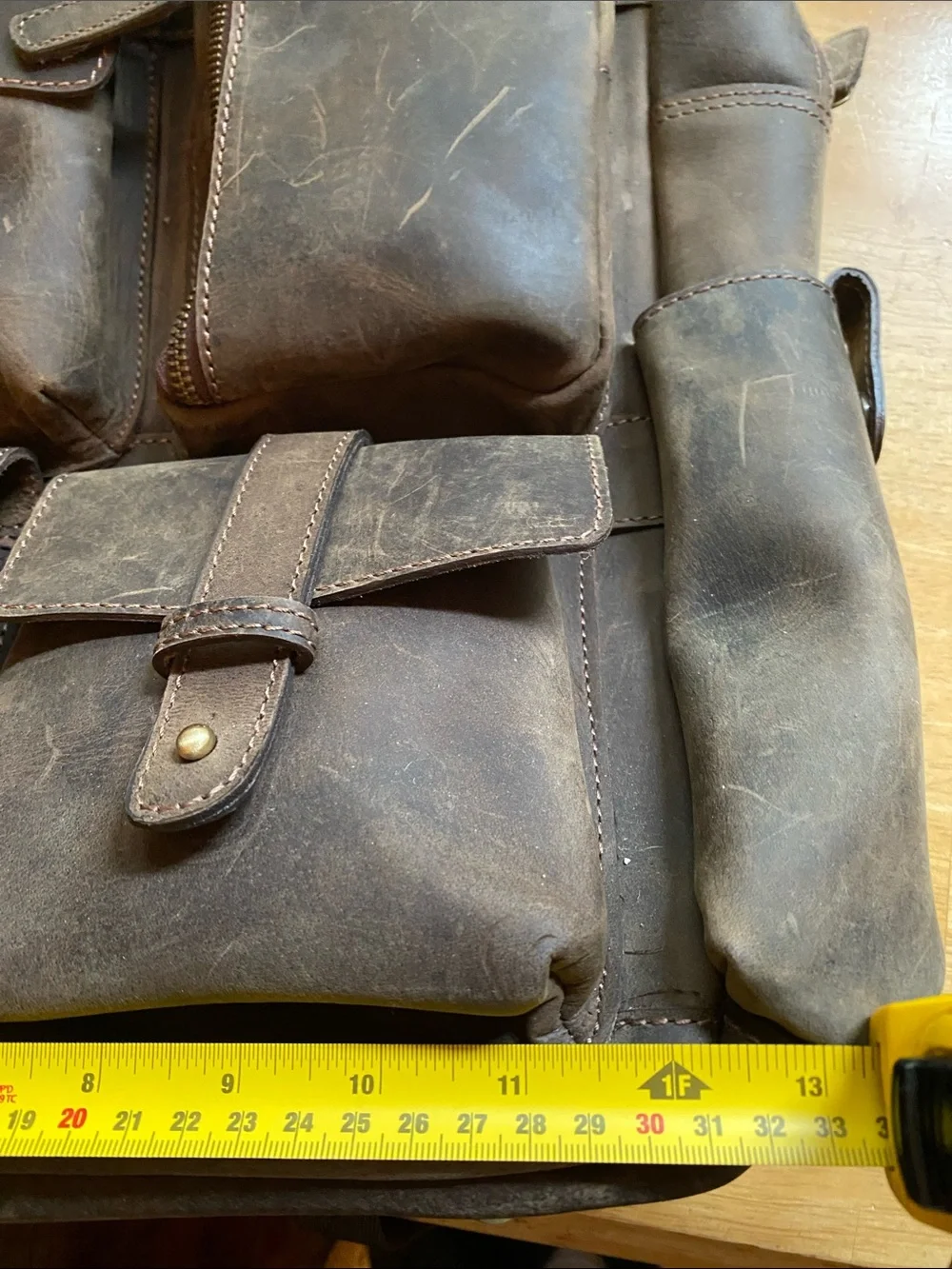 LUXEORIA Multi Pocket Bafallo Leather Laptop Utility Backpack Brown